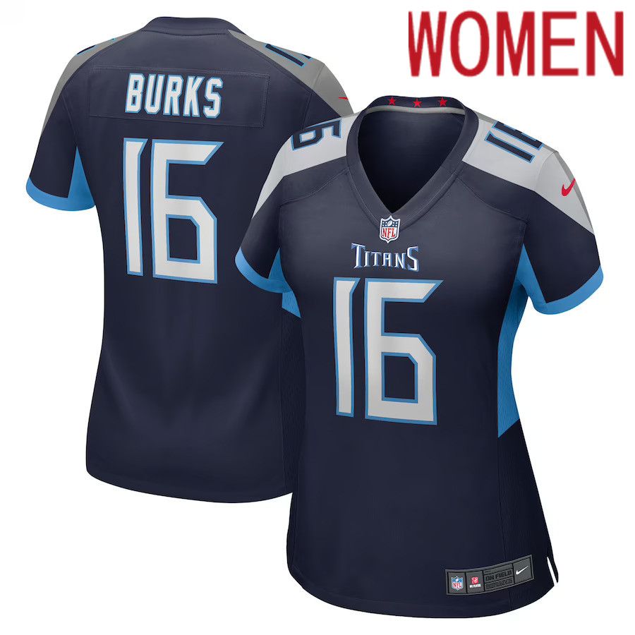 Women Tennessee Titans #16 Treylon Burks Nike Navy Player Game NFL Jersey->women nfl jersey->Women Jersey